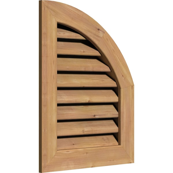 Quarter Round Top Right Western Red Cedar Gable Vent W/1 X 4 Flat Trim Frame, 10W X 32H